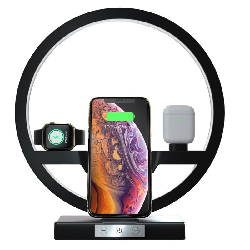 3-in-1 Qi Fast Wireless Charging Station – Night Light Dock Stand for iPhone, Apple Watch & AirPods