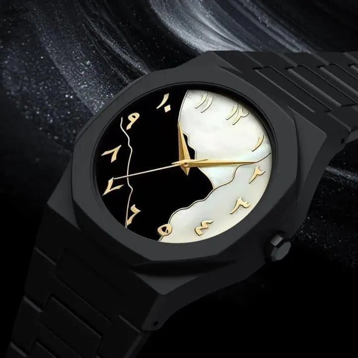 Men Carbon Fiber Black Arabic Watch