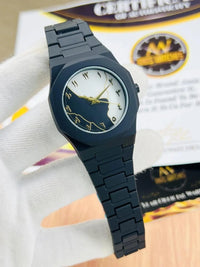 Men Carbon Fiber Black Arabic Watch