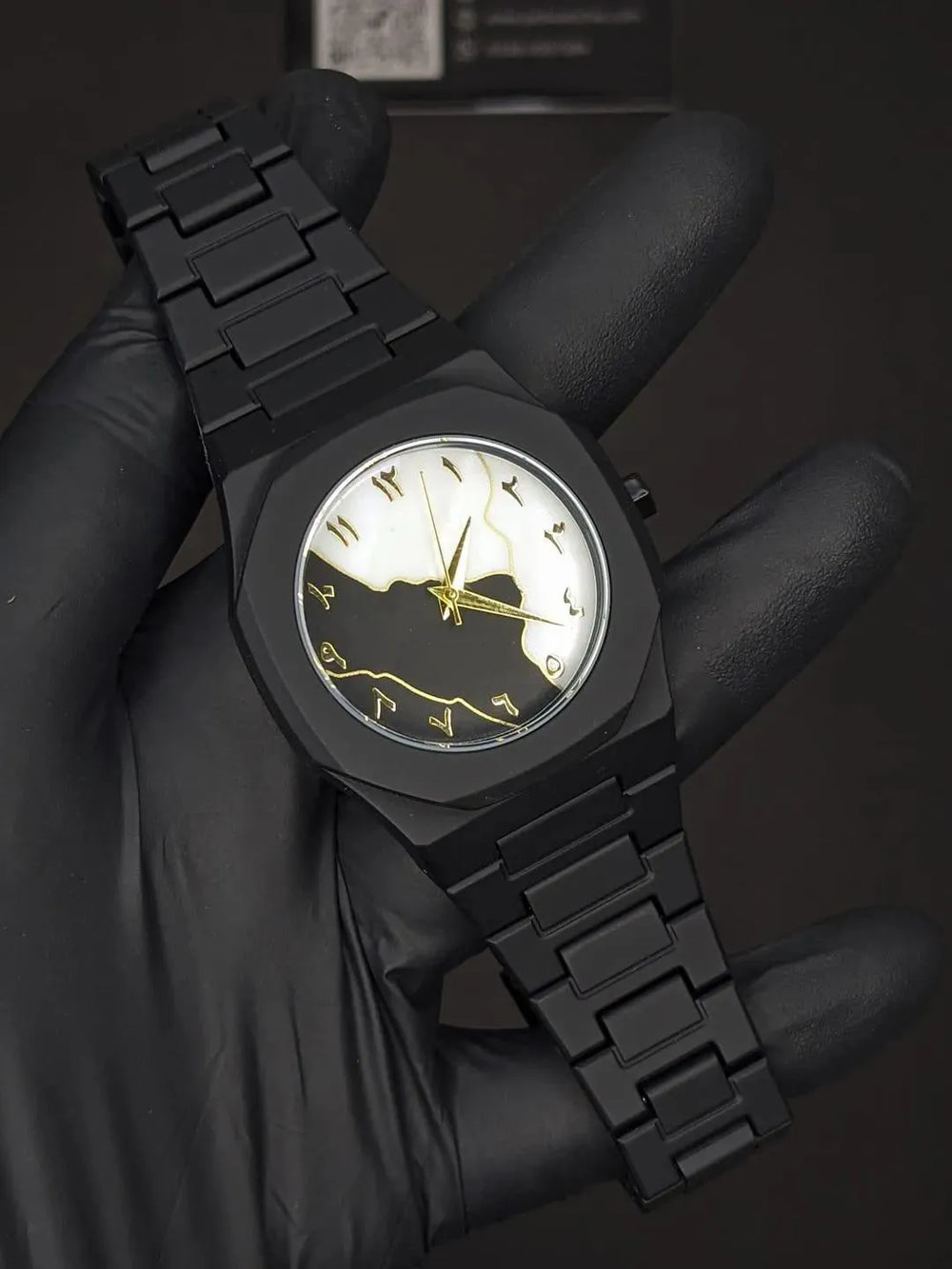 Men Carbon Fiber Black Arabic Watch