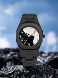 Men Carbon Fiber Black Arabic Watch
