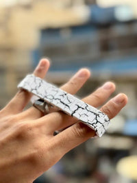 Men's Carbon Fiber Tiger Watch White Marble Design