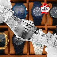 Men's Carbon Fiber Tiger Watch White Marble Design