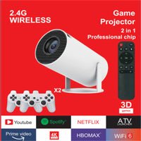 MAX300 4K Portable Smart Gaming Projector – Android 11 Mini Video Projector with 2 Wireless Controllers, Wi-Fi 6 & Auto Keystone