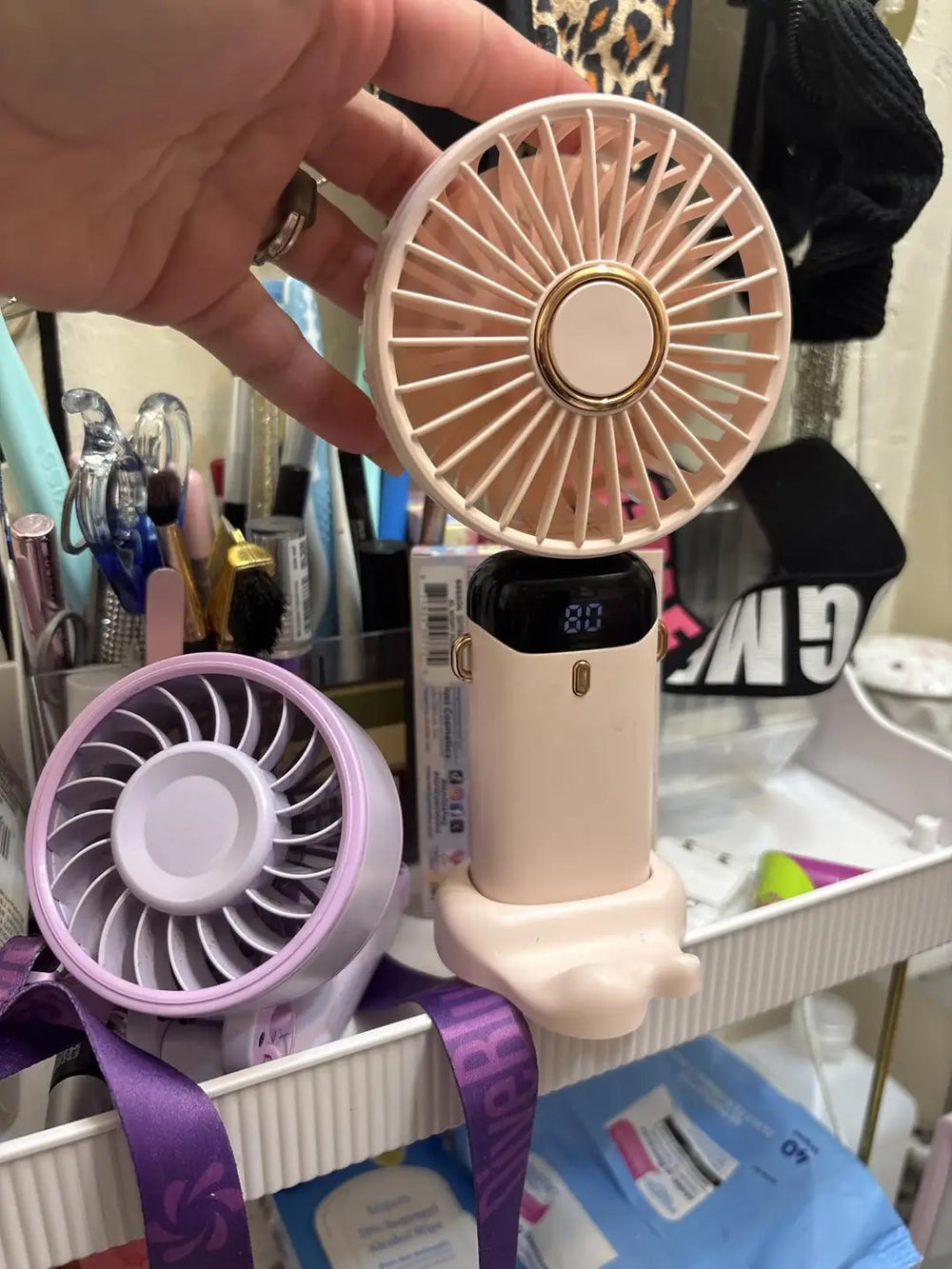 Rechargeable led digital mini Fan