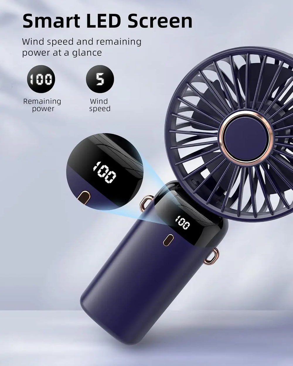 Rechargeable led digital mini Fan