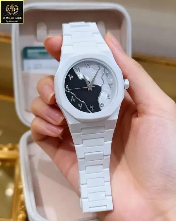Men's White Carbon Fiber Analog Watch 10mm White Strap