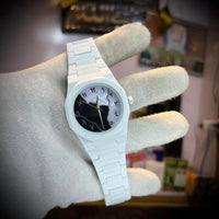 Men's White Carbon Fiber Analog Watch 10mm White Strap