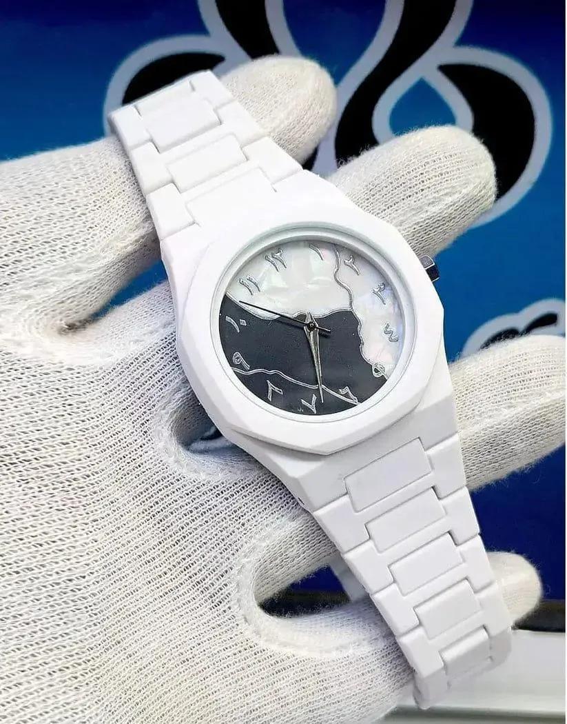 Men's White Carbon Fiber Analog Watch 10mm White Strap