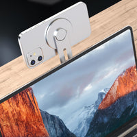 Universal Magnetic Laptop & Tesla Phone Holder – Ultra-Thin Folding Phone Bracket for MacBook Continuity Camera & Car Dashboard