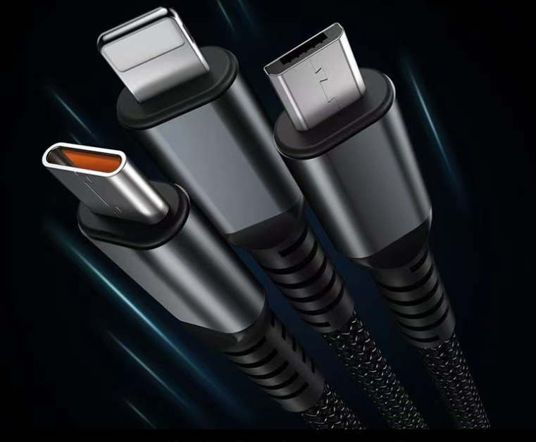 100W digital display light-emitting three in one fast charging one to three data cable suitable for Huawei Android Apple