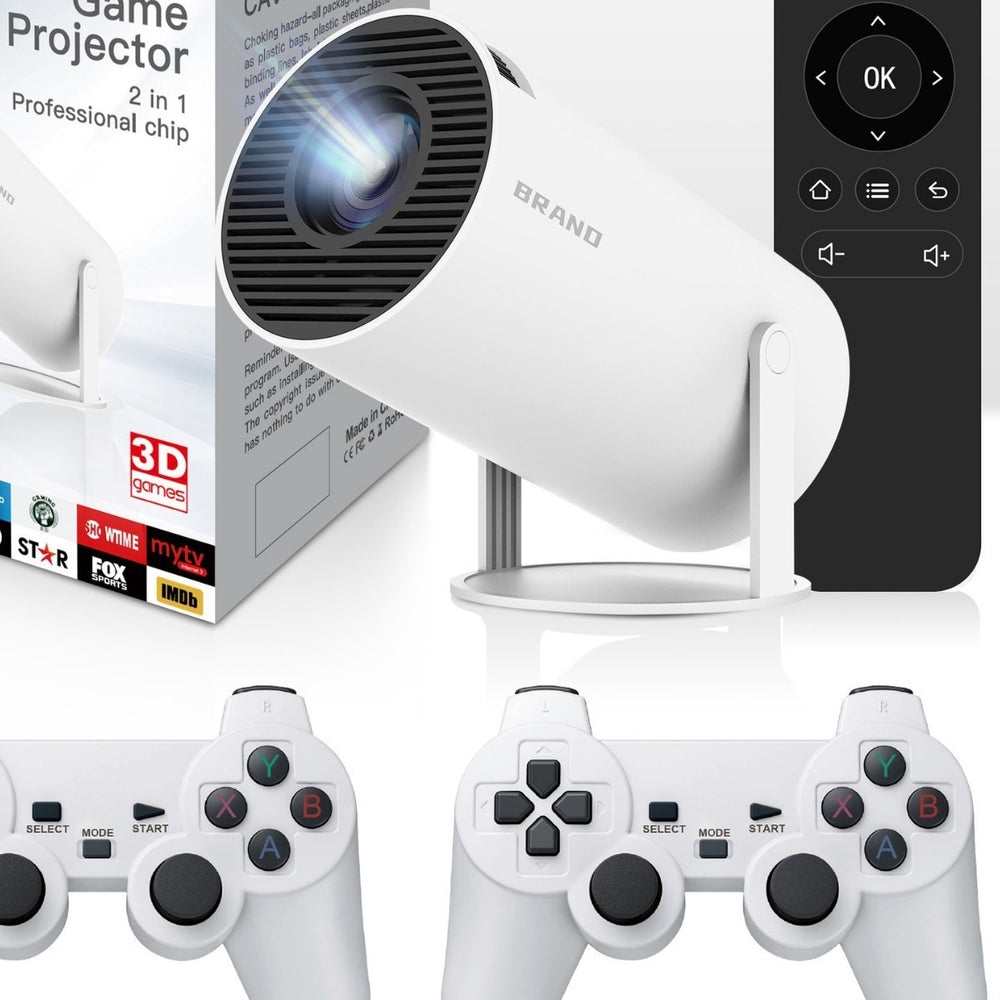 MAX300 4K Portable Smart Gaming Projector – Android 11 Mini Video Projector with 2 Wireless Controllers, Wi-Fi 6 & Auto Keystone