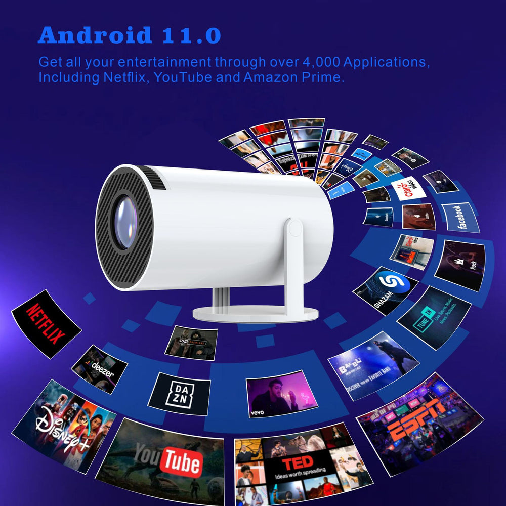 MAX300 4K Portable Smart Gaming Projector – Android 11 Mini Video Projector with 2 Wireless Controllers, Wi-Fi 6 & Auto Keystone