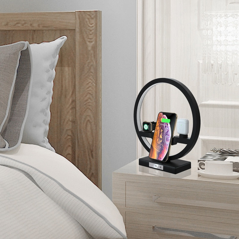 3-in-1 Qi Fast Wireless Charging Station – Night Light Dock Stand for iPhone, Apple Watch & AirPods