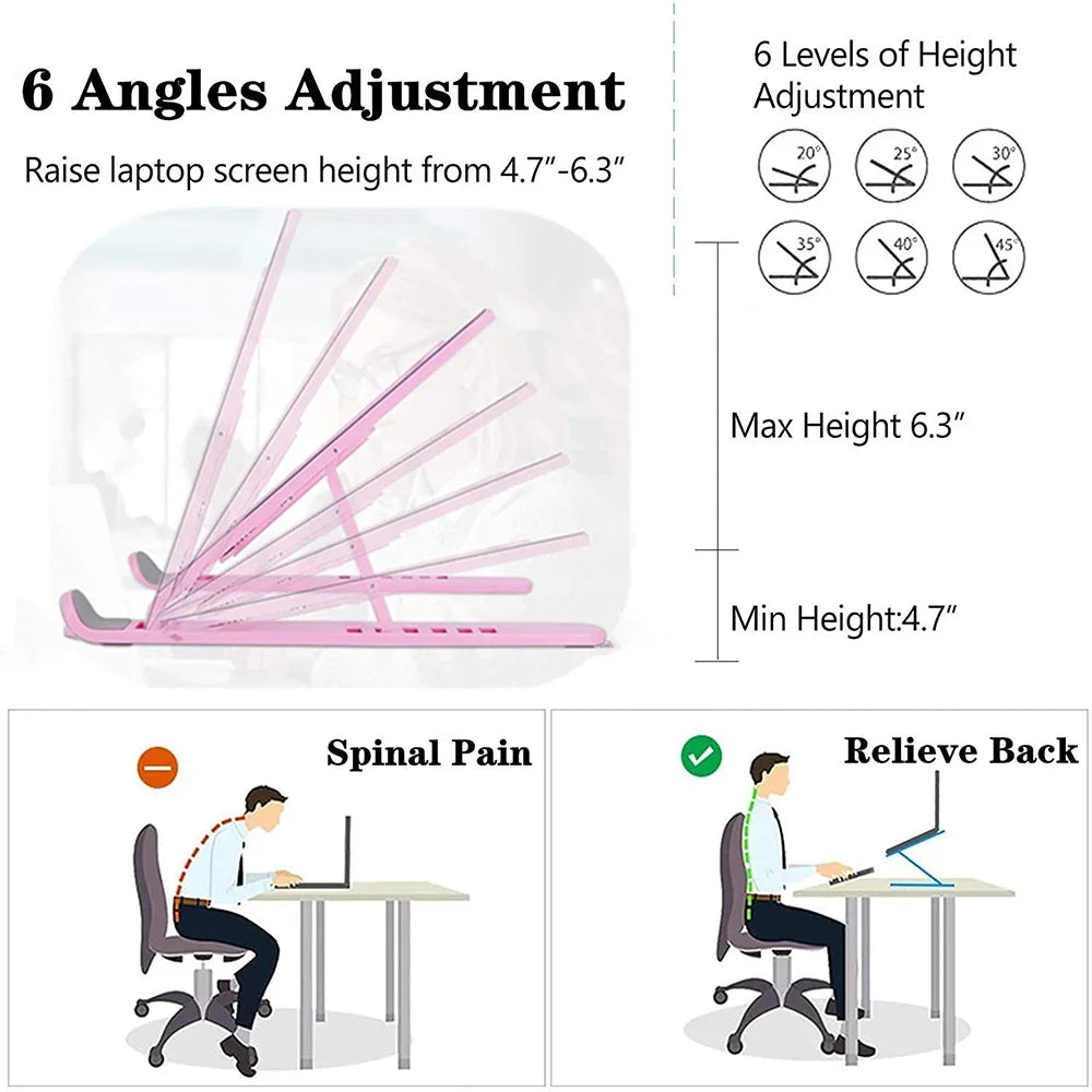 Universal Adjustable Laptop Stand – Foldable Notebook & Tablet Holder for MacBook with Non-Slip Cooling Base Bracket