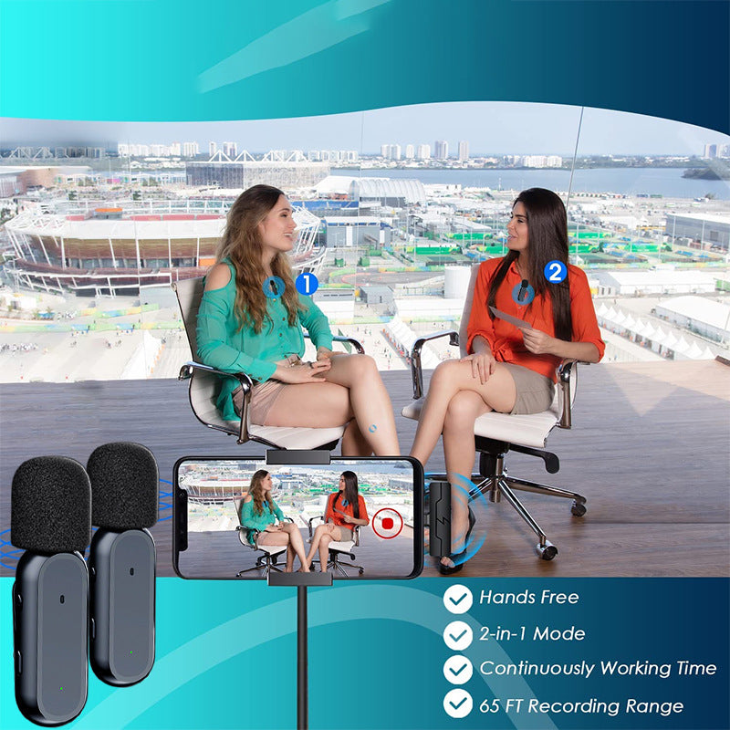 K61 Mini Wireless Lavalier Microphone with Charging Case – Noise Reduction Clip-On Lapel Mic for TikTok, Live Streaming & Video Recording