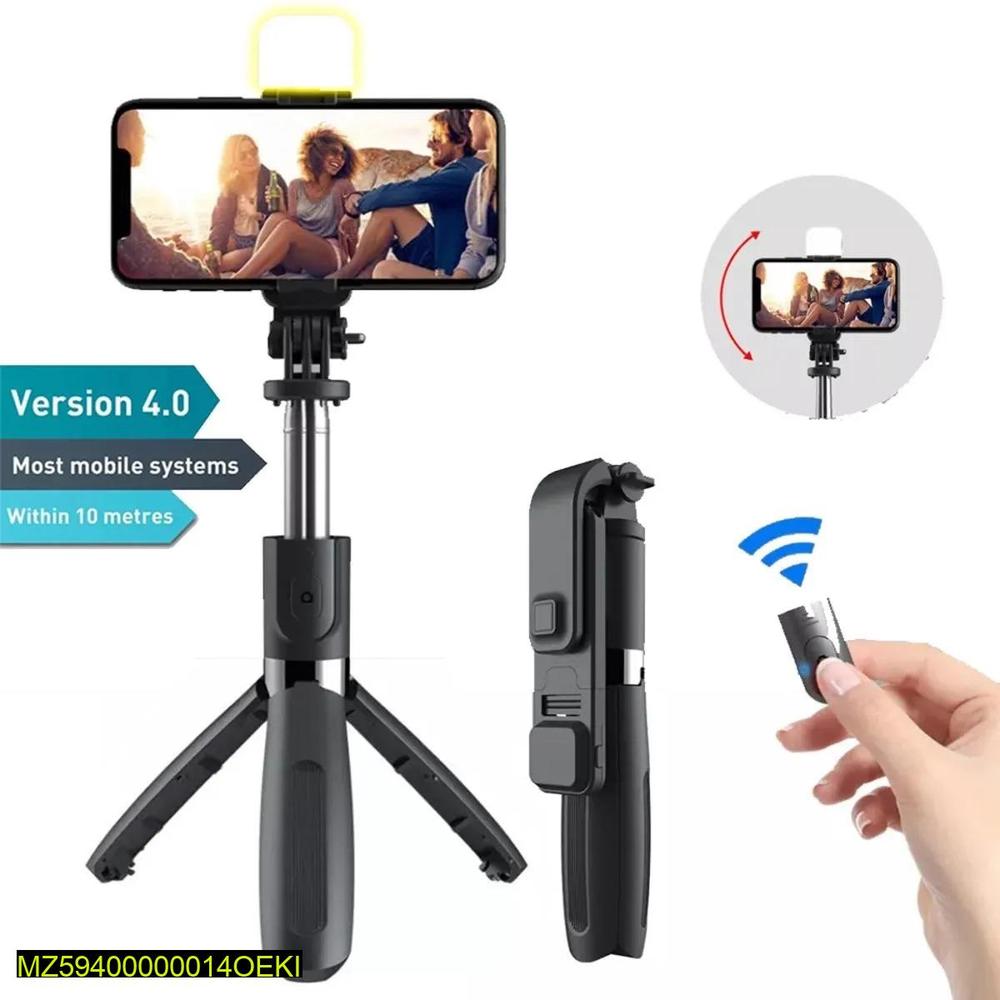 Foldable Selfie Stick with LED Light & Bluetooth Remote