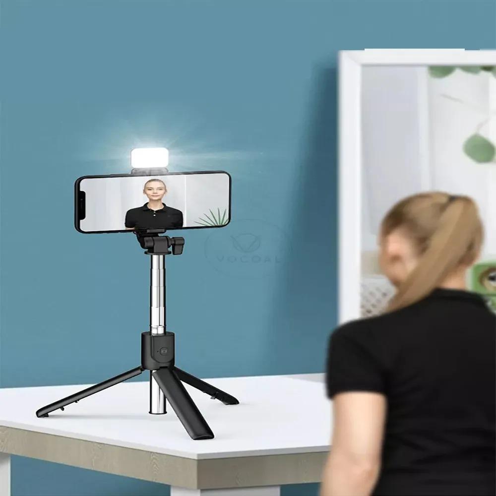 Foldable Selfie Stick with LED Light & Bluetooth Remote