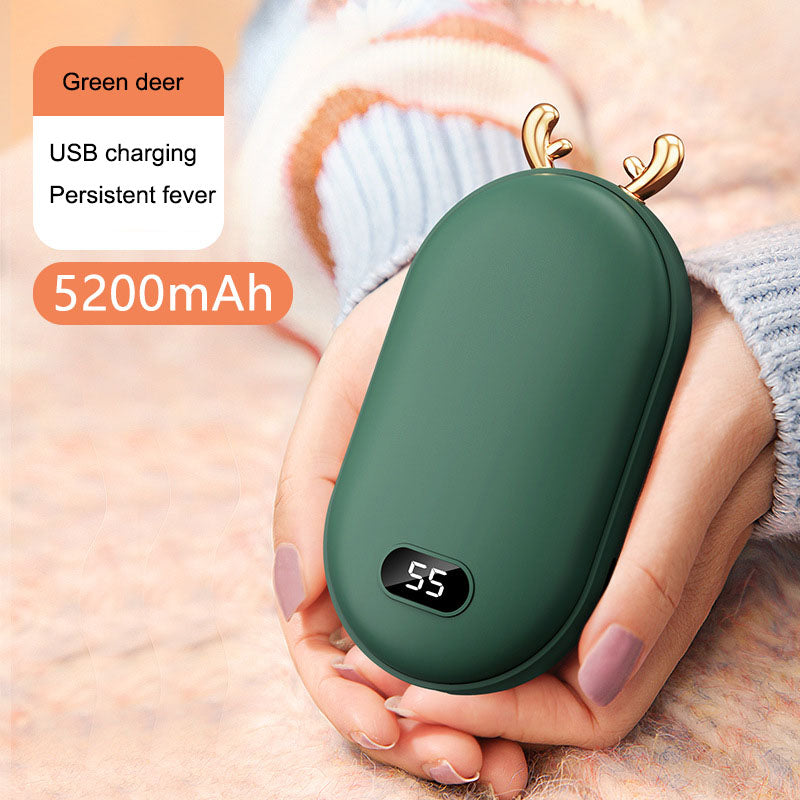 2-in-1 Mini Space Digital Display Hand Warmer & Power Bank – Reusable Electric Pocket Hand Warmer with LED Temperature Display