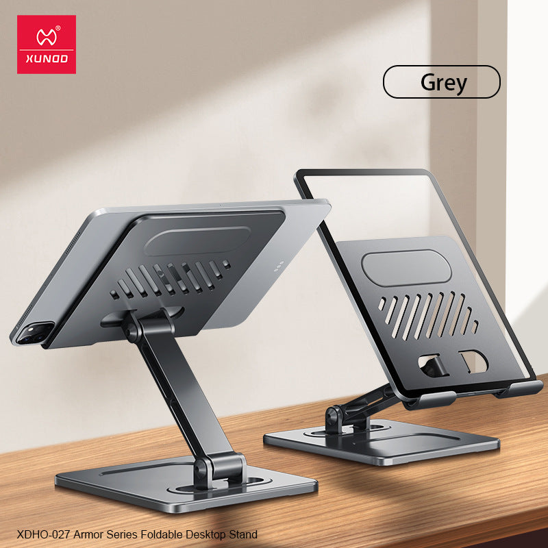 Universal Foldable Metal Tablet Stand – Adjustable Desktop Holder & Cooling Riser for iPad, Laptops & Mobile Phones