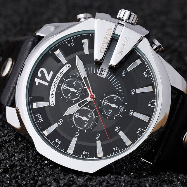 CURREN 8176 Brand Casual Men's Watches Leather Waterproof Luxury Fashion Quartz Watch Men Sport Military Army Wristwatch Gold