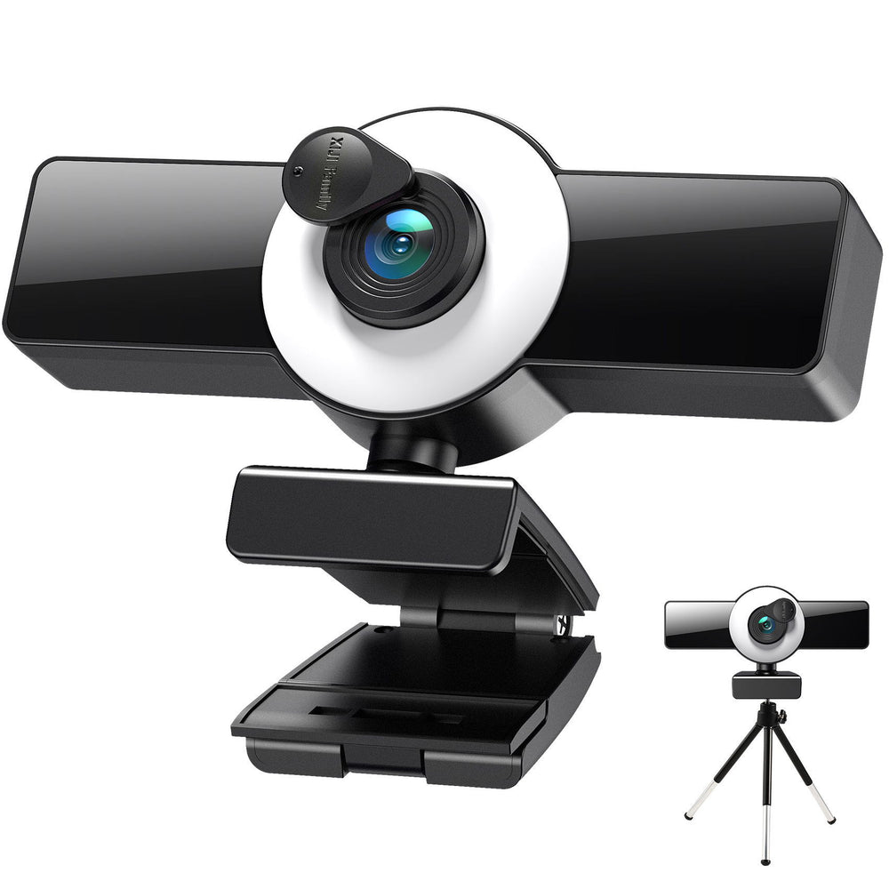 4K/2K Live Streaming Webcam with Ring Fill Light & Autofocus – 1080p HD Live Camera with Built-in Microphone for PC & Laptop