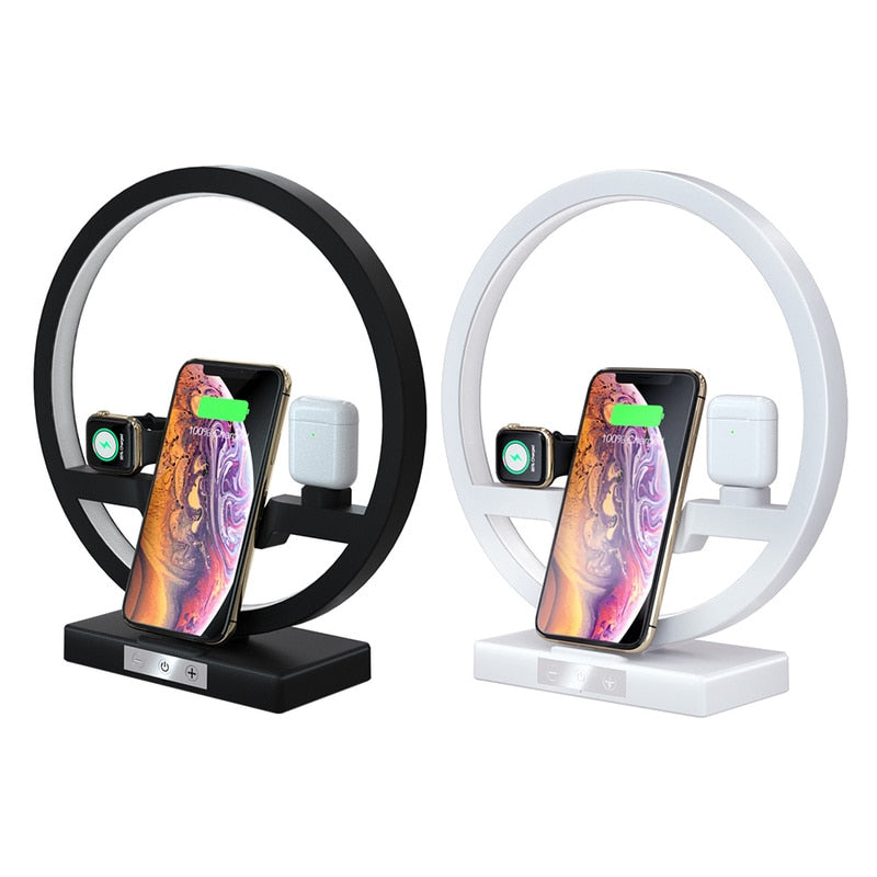 3-in-1 Qi Fast Wireless Charging Station – Night Light Dock Stand for iPhone, Apple Watch & AirPods