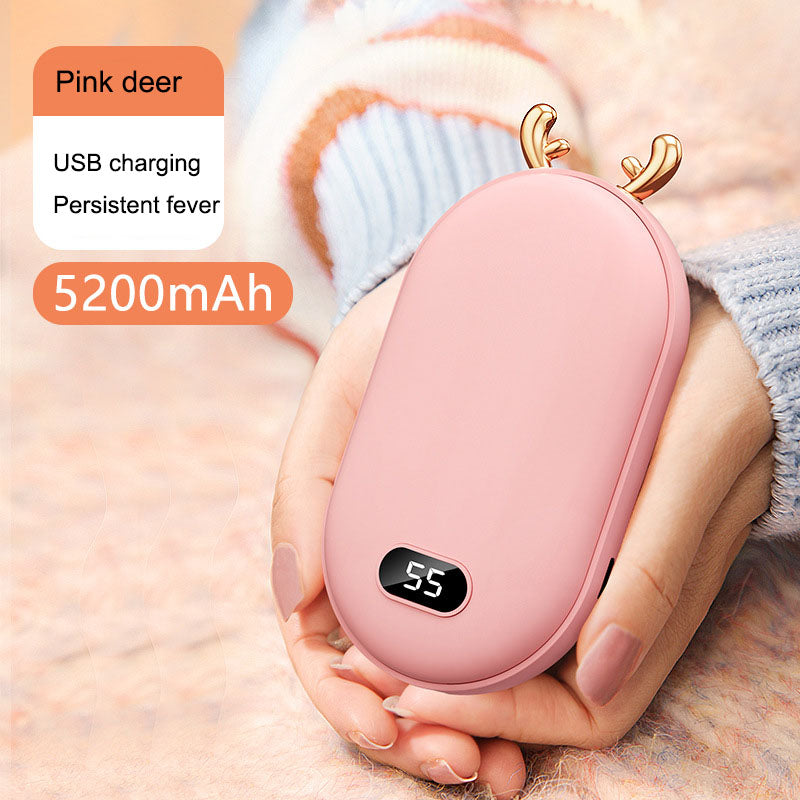 2-in-1 Mini Space Digital Display Hand Warmer & Power Bank – Reusable Electric Pocket Hand Warmer with LED Temperature Display