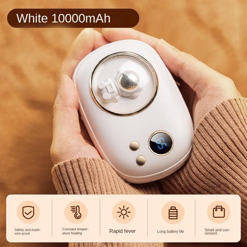 2-in-1 Mini Space Digital Display Hand Warmer & Power Bank – Reusable Electric Pocket Hand Warmer with LED Temperature Display