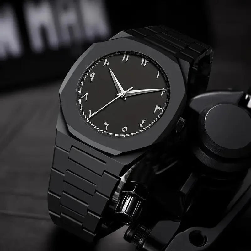 Black Stainless Steel Chain Watch for Men