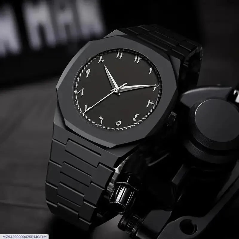 Black Stainless Steel Chain Watch for Men