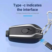 Keychain Power Bank Black Portable USB Charging