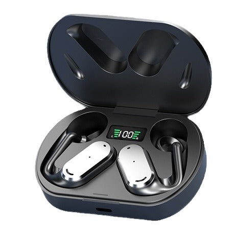 GT-R Open-Ear Bluetooth 5.4 Wireless Earphones – Long Battery Life Bone Conduction Style Ear-Hook Headphones with LED Digital Display for Office & Bus
