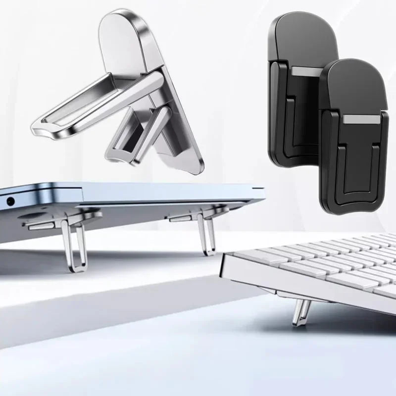 Mini Invisible Folding Laptop Stand Feet – Ultra-Thin Portable Adhesive Cooling Legs for MacBook, Laptops & Keyboards
