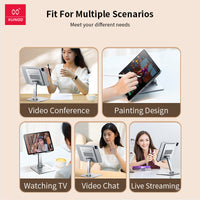 Universal Foldable Metal Tablet Stand – Adjustable Desktop Holder & Cooling Riser for iPad, Laptops & Mobile Phones