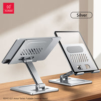 Universal Foldable Metal Tablet Stand – Adjustable Desktop Holder & Cooling Riser for iPad, Laptops & Mobile Phones