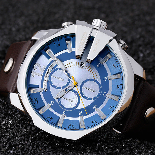 CURREN 8176 Brand Casual Men's Watches Leather Waterproof Luxury Fashion Quartz Watch Men Sport Military Army Wristwatch Gold