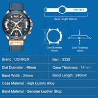 CURREN Casual Sport Watches for Men Blue Top Brand Luxury Military Leather Wrist Watch Man Clock Fashion Chronograph Wristwatch