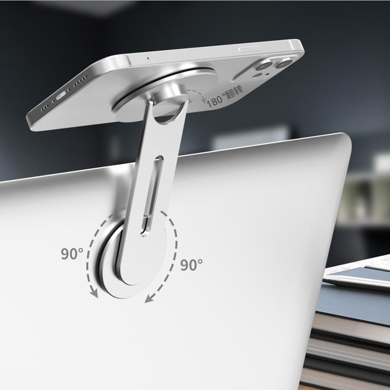 Universal Magnetic Laptop & Tesla Phone Holder – Ultra-Thin Folding Phone Bracket for MacBook Continuity Camera & Car Dashboard