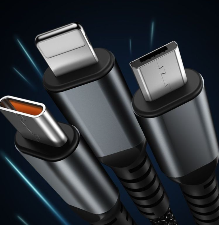 100W digital display light-emitting three in one fast charging one to three data cable suitable for Huawei Android Apple