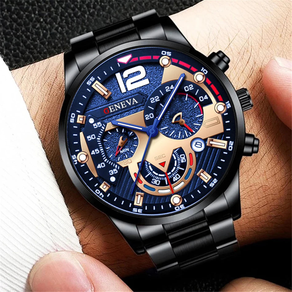 Fashion Men's Watch, Stainless Steel Band, Wristwatch With Calendar