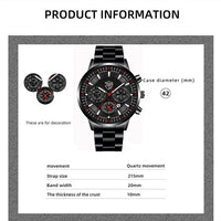 Fashion Men's Watches Business Stainless Steel Quartz Wrist Watch