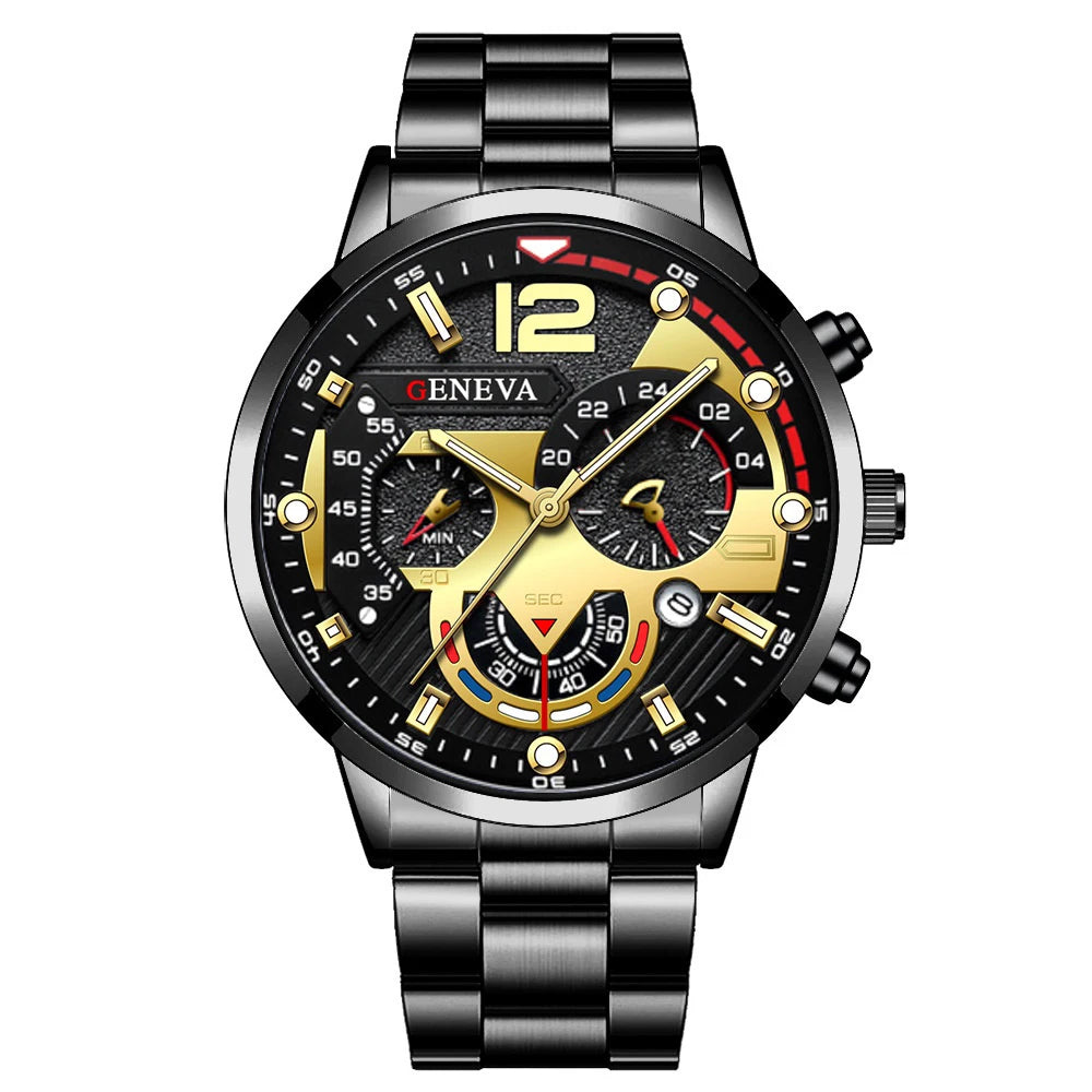 Fashion Men's Watch, Stainless Steel Band, Wristwatch With Calendar