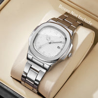 Luxury Men (Without Box) Business Watch, Stainless Steel Watch With Calendar