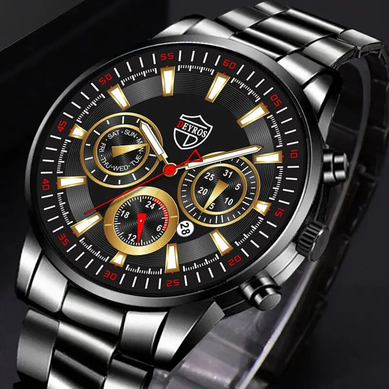 Fashion Men's Watches Business Stainless Steel Quartz Wrist Watch