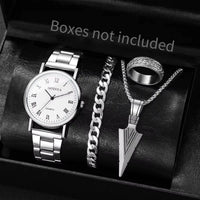 4pcs/Set Fashion (Without Box ) Men Business Watches, Dial Quartz, Jewelry Set
