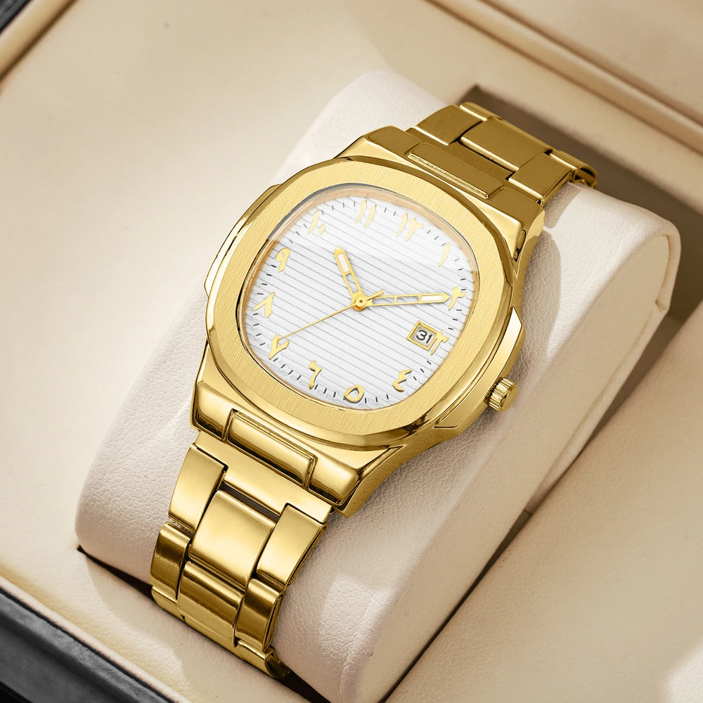 Luxury Men (Without Box) Business Watch, Stainless Steel Watch With Calendar