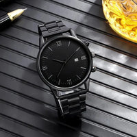 4-Piece/Set（Without Box ) Black Watch Set With Bracelet, Necklace, and Ring