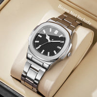 Luxury Men (Without Box) Business Watch, Stainless Steel Watch With Calendar