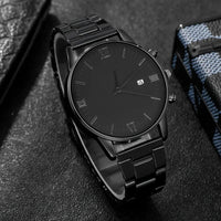 4-Piece/Set（Without Box ) Black Watch Set With Bracelet, Necklace, and Ring